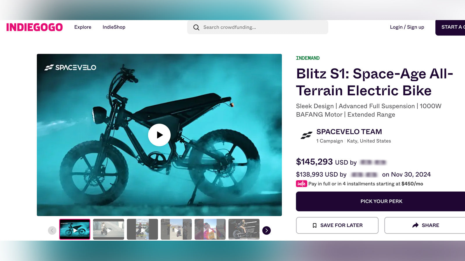 Blitz S1 Crowdfunding Campaign Hits $100K Milestone on Indiegogo