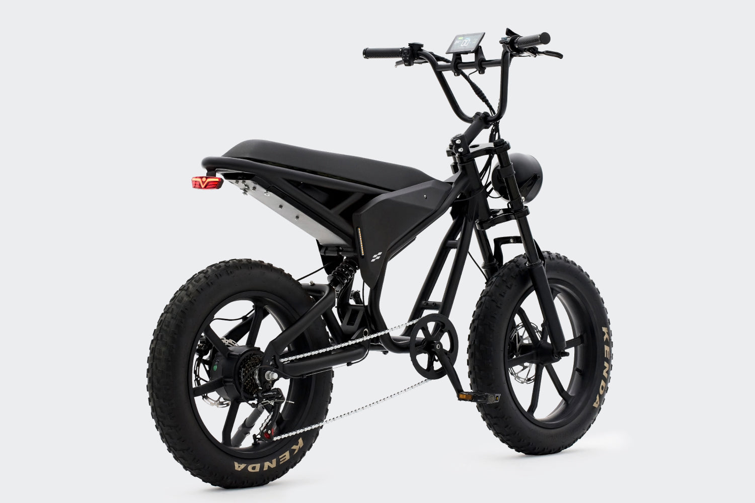 Rear side view of SPACEVELO Blitz S1 in black, highlighting its powerful motor and sleek design perfect for adventurous rides.