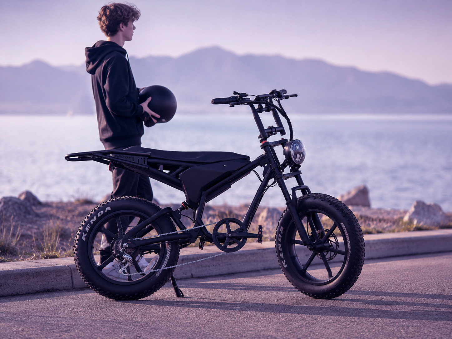 Spacevelo S1 riding through mountain landscape